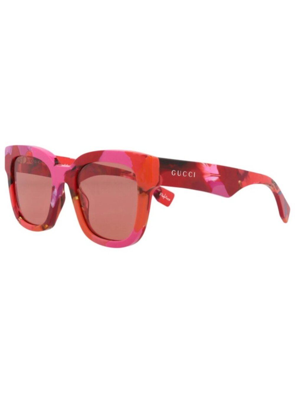 New Gucci Women's Sunglasses Square Rectangle Recycled Acetate Frame Red Red